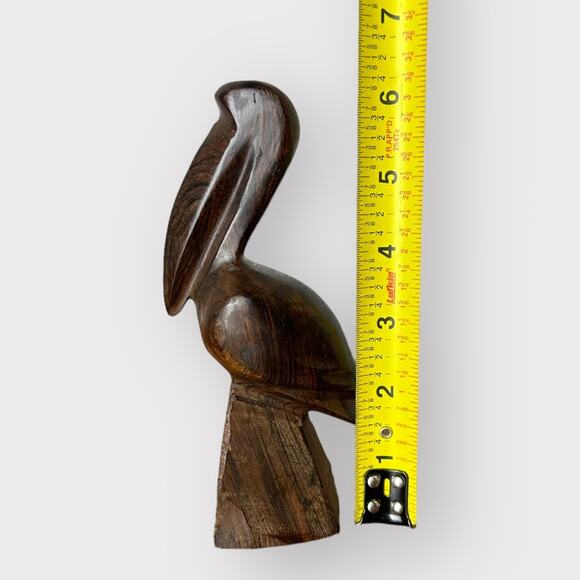 Vintage Hand Carved Hardwood Pelican 6" Figure Statue Bird Retro MCM - Picture 4 of 7